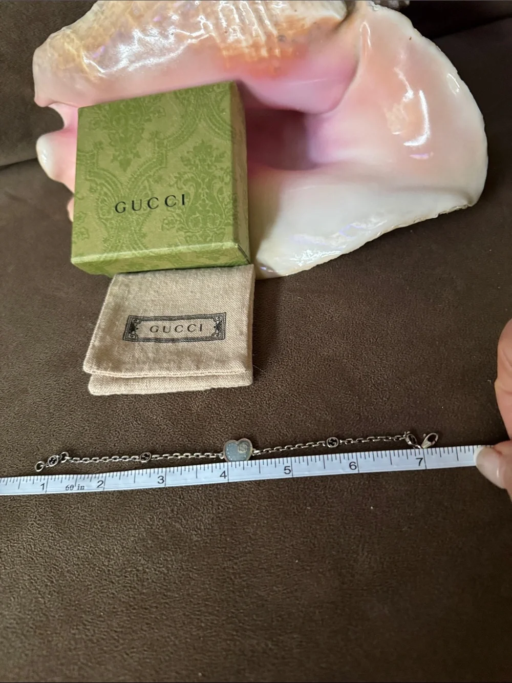 Gucci Silver Chain Necklace with Blue Heart Pendant W Dusty & Box Good Condition - Picture 6 of 7
